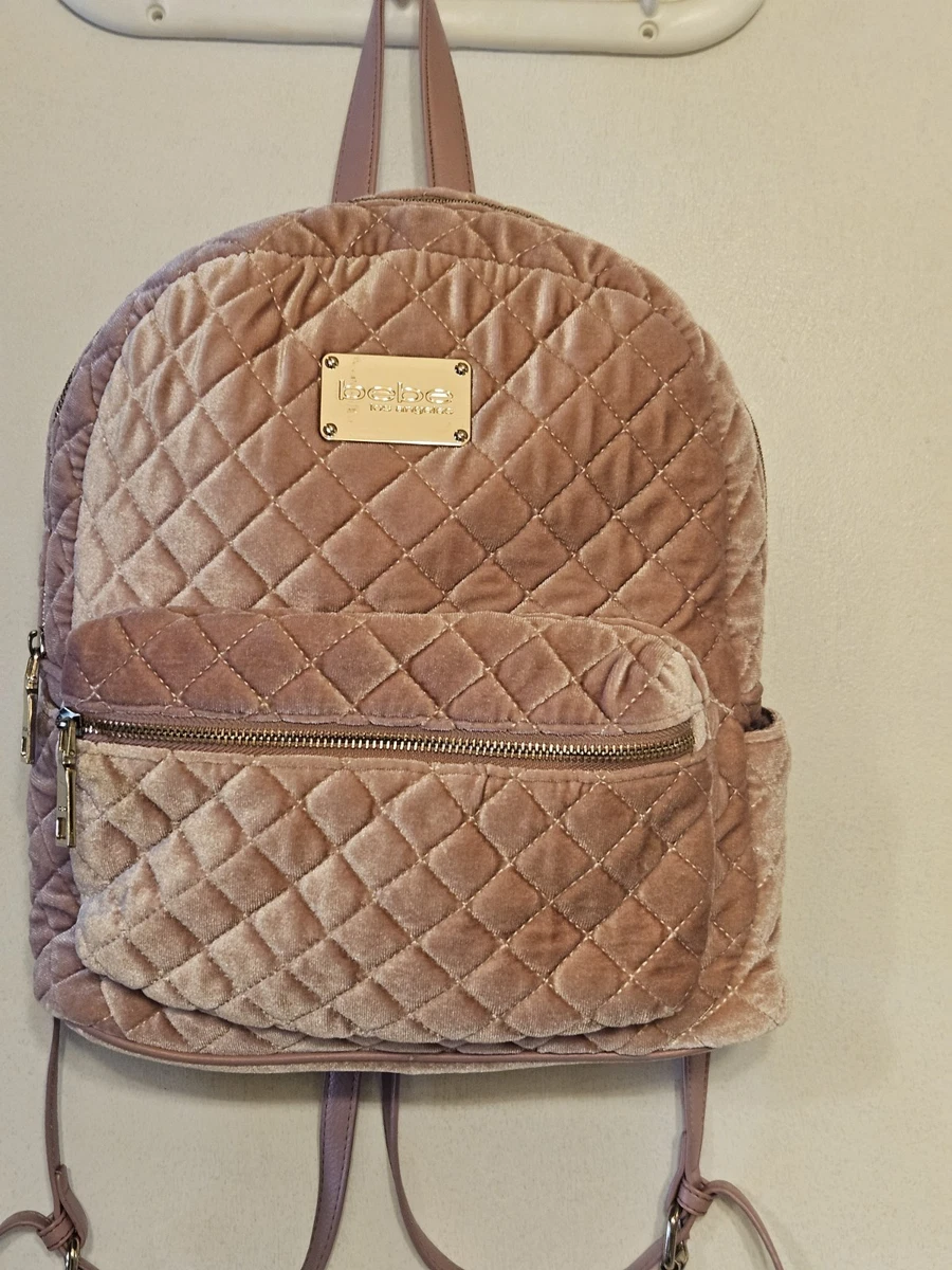 Bebe Los Angeles Danielle Backpack Womens Brown Velvet Quilted Detachable Straps bebe | Bags | Bebe Los Angeles Danielle Backpack Womens  main image 2