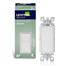 Leviton Decora Rocker Switch 15A 120/277V Single Pole White Quiet Operation