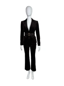 Combinaison pantalon velours ceinturé marron foncé Gucci by Tom Ford AW2003 IT38 vintage