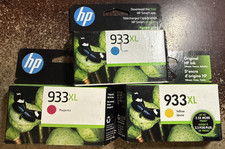 HP 933 XL Magenta, Yellow Cyan Genuine 3 Pack Ink Cartridge Exp 2023