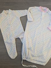 Vintage Health-Tex newborn Terry Footed Sleeper And Layette Pastel Rainbow Heart