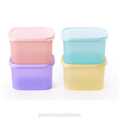 Brand New 4x Tupperware Modular Mates Mini Rectangular Pastel Limited XMAS Gift