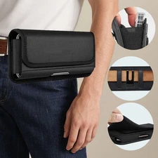 For iPhone 17 16 15 14 13 X Pro Max Nylon Belt Clip Holster Carrying Pouch Case