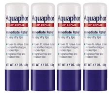 Aquaphor Lip Repair Stick - Soothes Dry Chapped Lips - 0.17 Ounce (Pack of 4)