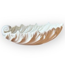 Vintage 70s Lenox Cream Porcelain Art Deco Acanthus Leaf Bowl USA Made