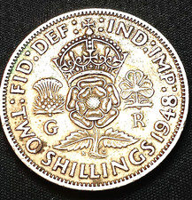 Great Britain 1948 UK British 2 Shillings Crowned Rose Coin King George VIflorin