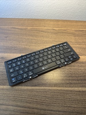 iClever IC-BK03 Black Silver Portable Rechargeable Tri Folding Wireless Keyboard