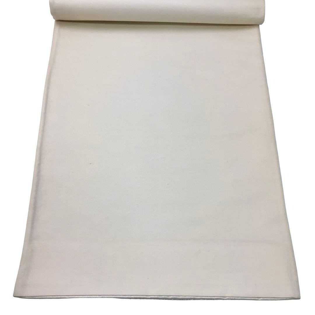 Fukuro Obi Flower Pattern Silver Thread White Use… - image 7