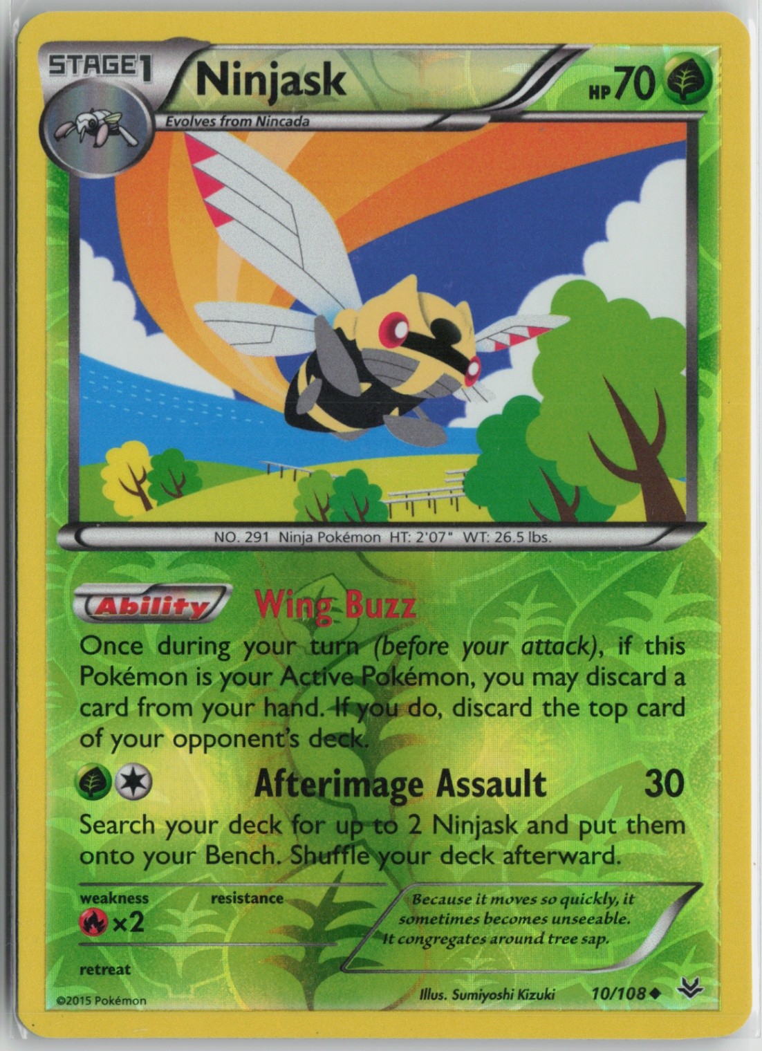Ninjask 10/108 Uncommon XY - Roaring Skies LP Reverse Holo