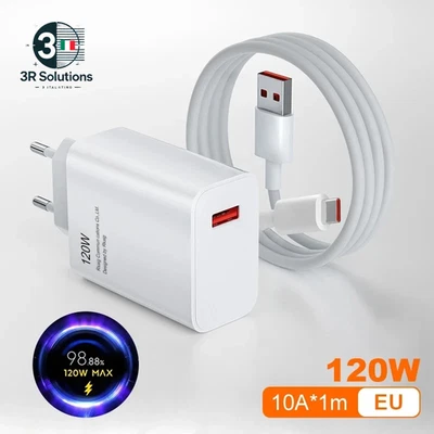 Xiaomi Caricatore 120W Turbo Ricarica Rapida EU/US + Cavo USB-C