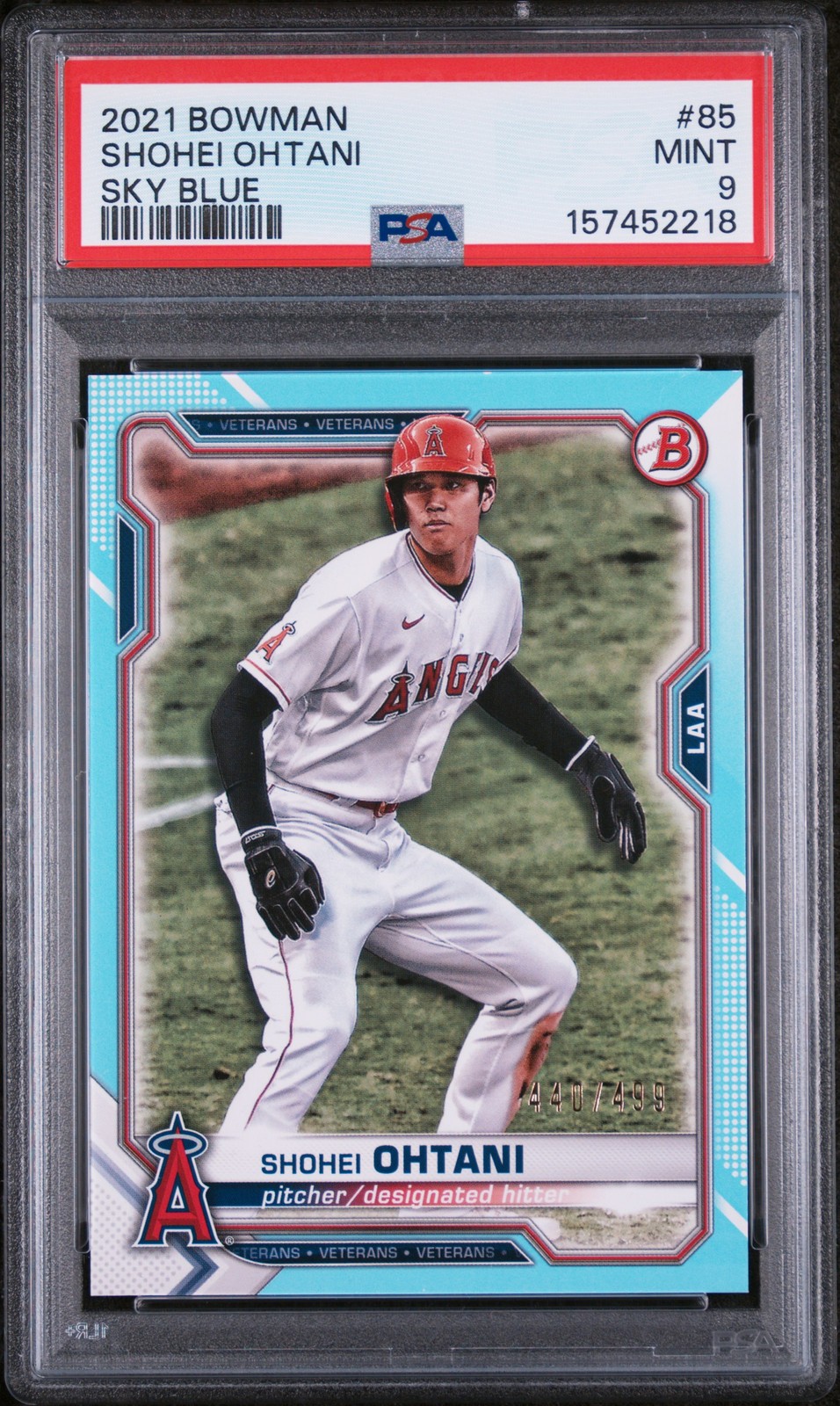 2021 BOWMAN SKY BLUE #85 SHOHEI OHTANI 440/499 PSA 9