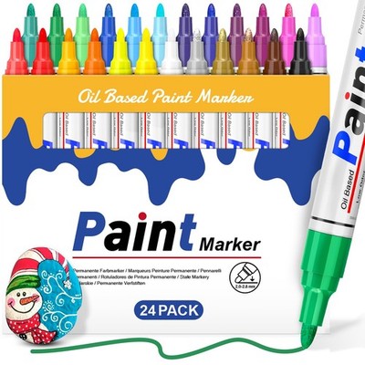 DAPAWIN Oil Based Paint Pen: Permanent 1 Count (Pack of 24), 24 Colors