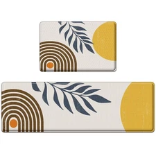 Anti-Fatigue Boho Kitchen Rug Set of 2 Cushioned Bohemian Rug Mat for Floor, ...