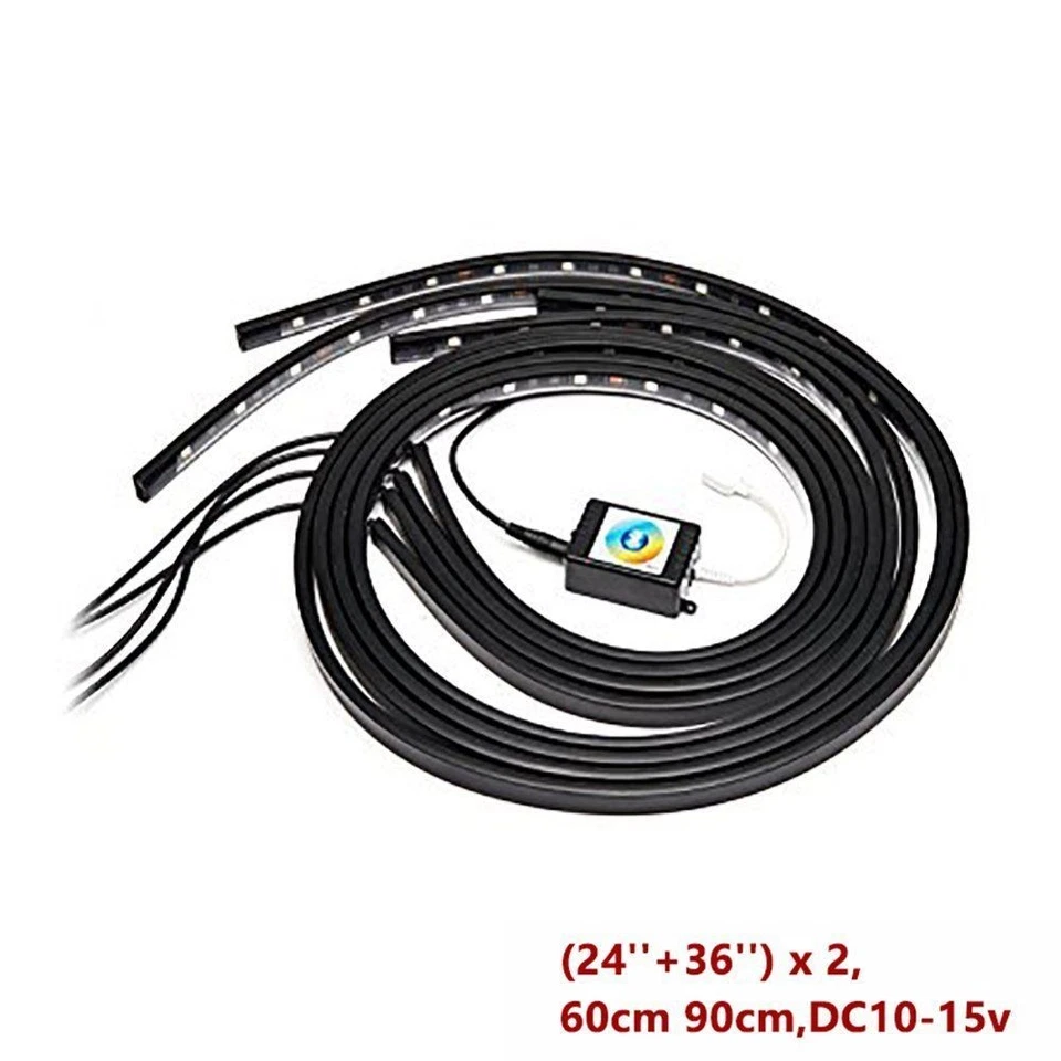 4 X Impermeable Multicolor LED Coche Chasis Tira de Luz Tubo Lámpara Control APP Foto 4 de 4