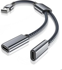 Elebase iPhone 17 16 USB Male to Double USB C Female Adapter,Type A Charger Cabl