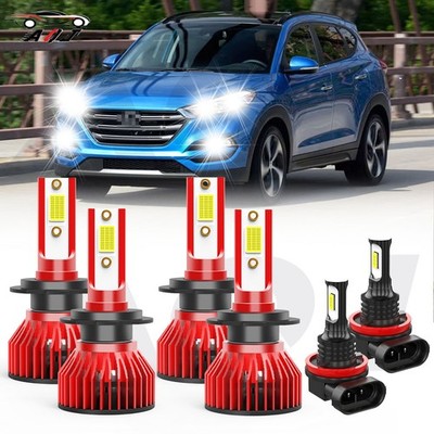 For Hyundai Tucson 2016-2018 6X LED Headlight High Low Beam Fog Light Bulbs