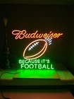 Vintage BUDWEISER Neon Sign Because It's Football Red/Green/White  Display Lamp