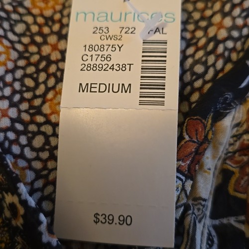 Neu Maurice's Damen Gr. M schwarz braun Blumen Boho Crop gefüttert Bauern Top - Bild 9 von 11