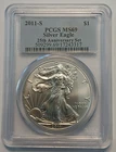 2011-S Silver Eagle 25th anniversary set PCGS MS69 S Mint Mark - Mintage: 99,882
