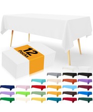 Disposable Table Cloth - 12 Pack, 54 x 108 Inch 54"x108" Pack of 12 White