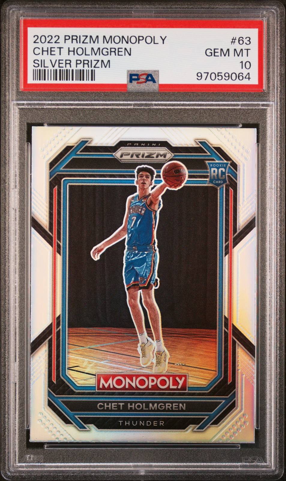 2022 Panini Prizm Monopoly #63 Chet Holmgren Silver Prizm PSA 10