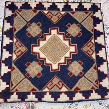 Unbranded 100% Cotton With Geometric Wool Design Pillow Cover 15x 15”