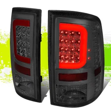 Red 3D LED DRL C-Bar Tail Brake Lights for Ram 1500 2500 3500 09-17 Smoked Pair