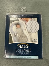 New HALO Bassinest Swivel Glide Sleeper Fitted Sheet Gray Pin Dot 100 Cotton