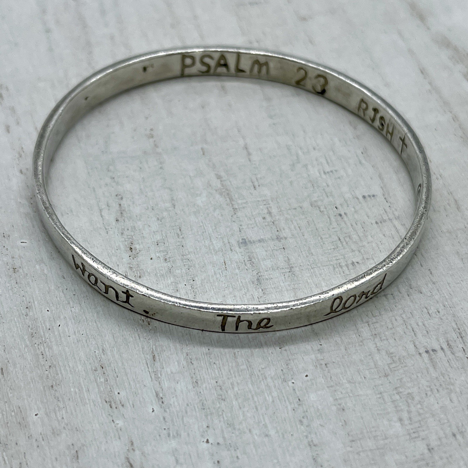 Sterling Silver Scripture Bangle Bracelet Psalm 2… - image 1