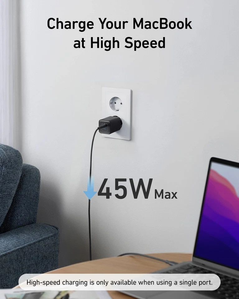 Anker Caricatore USB C 47 W caricatore 523 (Nano 3) compatto con 2 porte GaN - Immagine 3 di 4