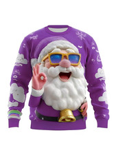 Santa Hat All-Over Print Ugly Christmas Sweater Holiday Pattern Jumper Unisex