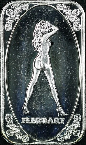 Ltd. Vintage Crown Mint Beauties February 1 oz .999 Fine Silver Adult Art Bar