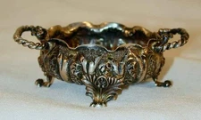 Sterling Silver Master Salt & Spoon Repousse Decoration