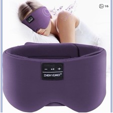 Purple Bluetooth Headphones Sleep Mask New
