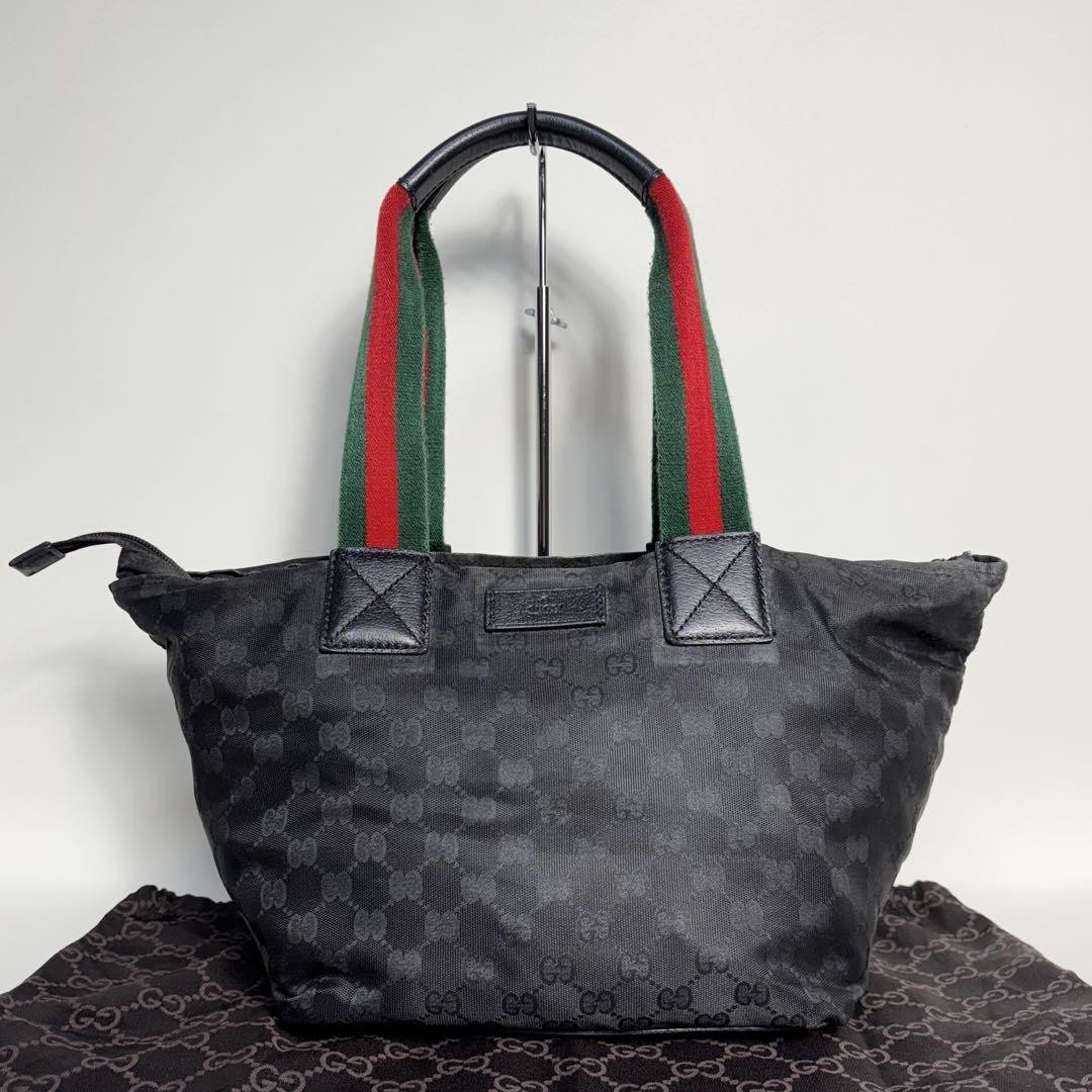 Gucci GG Nylon Sherry Line Black Handbag 2503 185