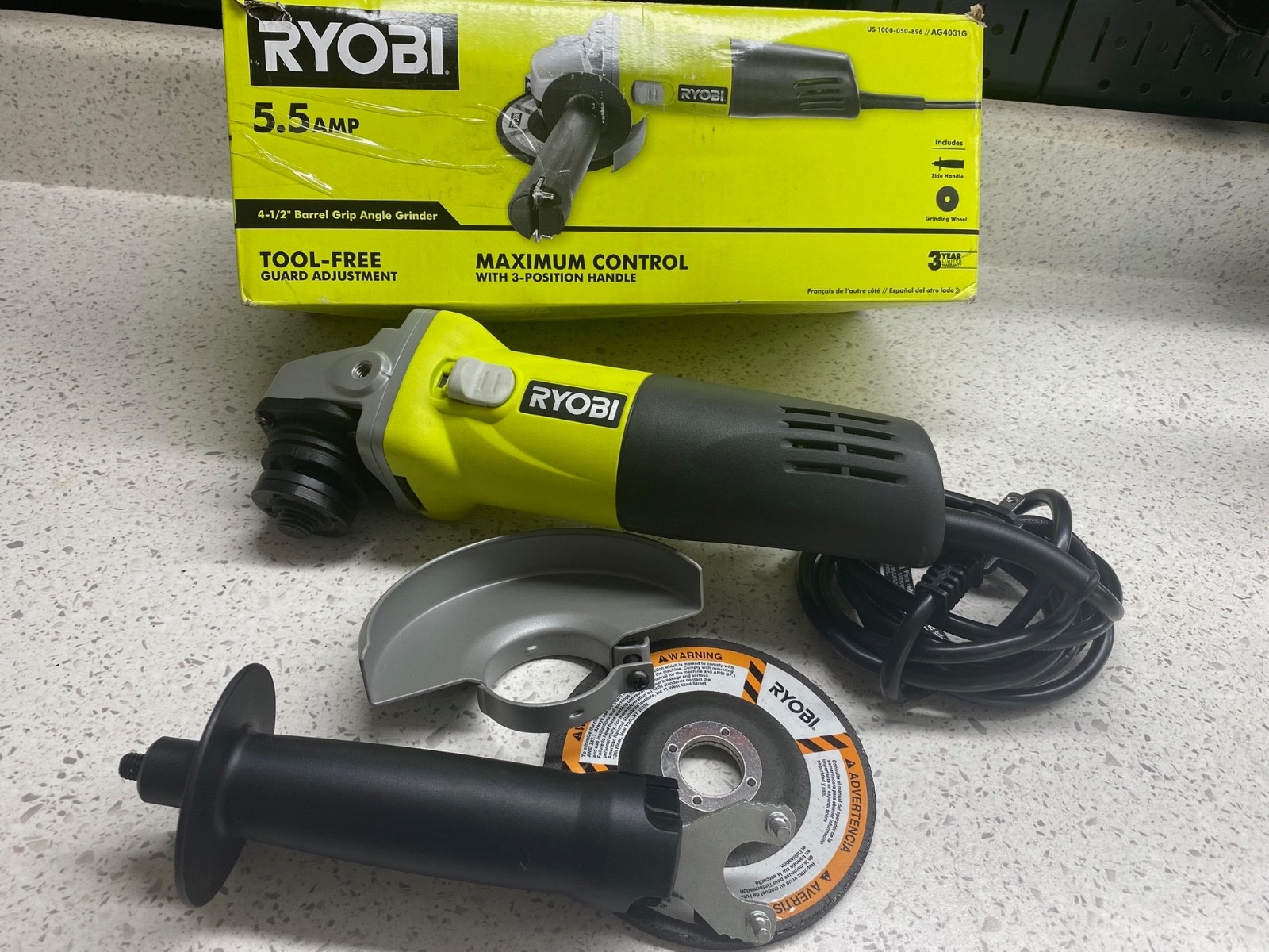 Ryobi AG4031G 4-1/2&rdquo; Angle Grinder 120V 5.5A &ndash; Tested, Working