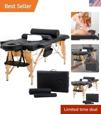 Height-Adjustable Spa Massage Bed - Portable, Soft  Strong with Black Finish