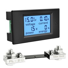 DC Battery Monitor Meter,0-100V,0-100A, Widely Applied to 12V/24V/48V Black