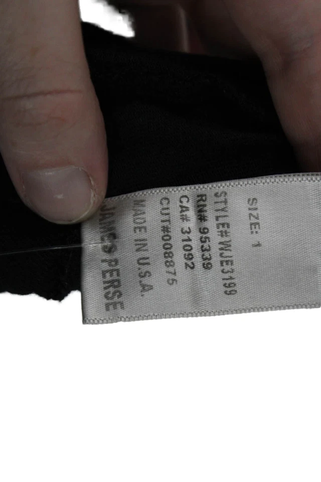 Vestido camisero estándar James Perse para mujer manga larga negro algodón talla 1 Foto 4 de 4