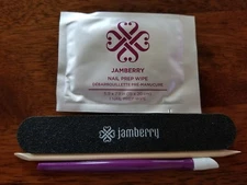 Jamberry mini application kit/tools ~ black nail file, orange stick, plum pusher