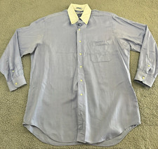 Paul Fredrick Men's Long Sleeve Blue Button Down Two ply Shirt / Size 16.5-33