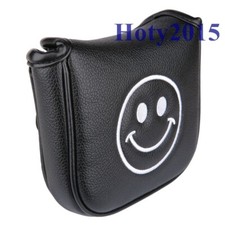 Soft Leather Golf Square Mallet Center Shaft Putter Head Cover Magnetic Closure