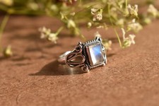 Moonstone Handmade Ring 925 Sterling Silver Boho Design