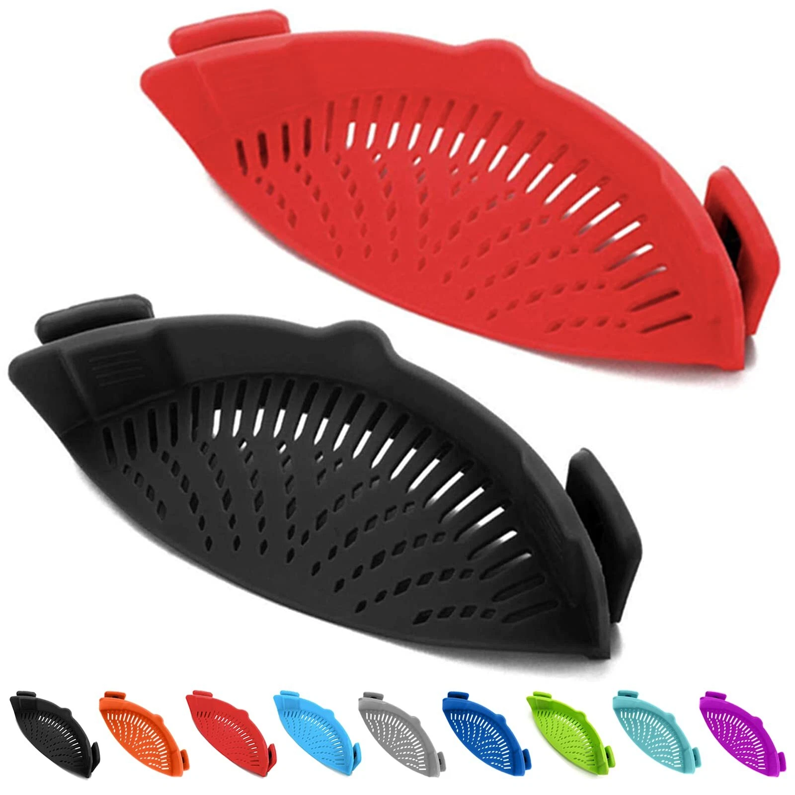 2 Pcs Clip on Strainers Pot Strainer for Pasta Meat Vegetables Fruit Silicone...