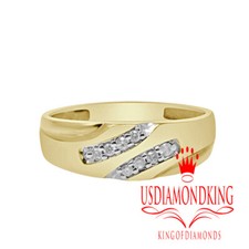 Men's 7mm Thick 10k Yellow Gold .12ct Natural Real Diamond Wedding Ring Band