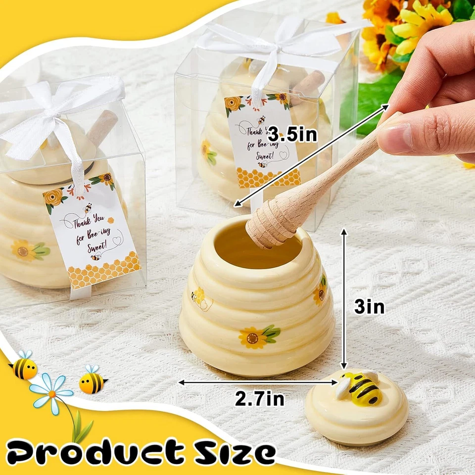 12 frascos de abeja amarillos para fiestas de miel con salpicaduras Foto 2 de 4