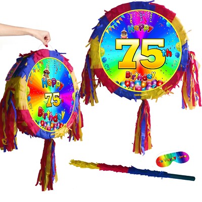 75th Birthday Pinata Platinum jubilee Number happy party game Seventy-five theme
