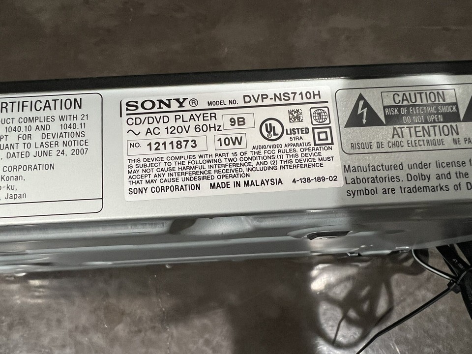 Sony DVPNS710H CD/DVD Player High Definition 1080P Upscale HDMI eBay