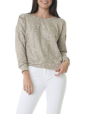 SUNDRY Size 1 Small Super Soft Taupe Snake Print Pullover Sweatshirt a69