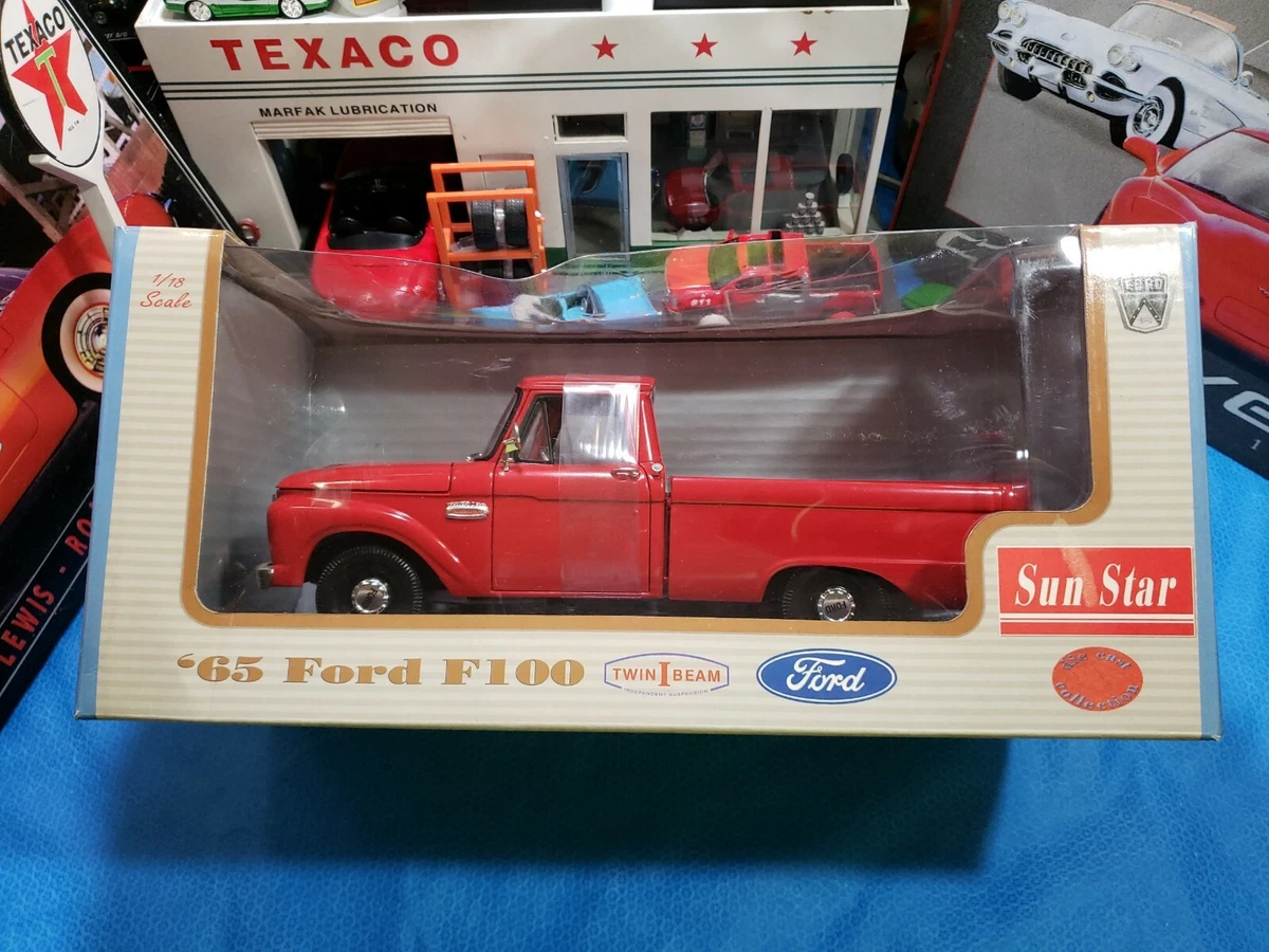 Sun Star 1:18 RED 65 Ford F-100 Pick Up BEAUTIFUL VERY NICE TRUCK 🚚 *RARE*